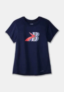 Distance Graphic Short Sleeve - T-Shirt Print - Navy Brooks B -BrooksRunner 25d096542f3d4c0a90a5f2e057b89f9f