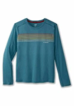 BROOKS Distance Long Sleeve 2.0 - Longsleeve - Htr Slate Blue Gradient Stripe -BrooksRunner 27cca9c911ed4dfbaed7f60f7594ca21