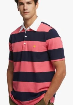 Rugby Stripe Stretch - Poloshirt - Dark Pink Navy Stripes