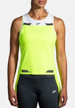 BROOKS Run Visible Back-To-Front Tank - Sport T-Shirt - White Nightlife -BrooksRunner 39fe4d8806c846299f40a7d1a2f5cf63