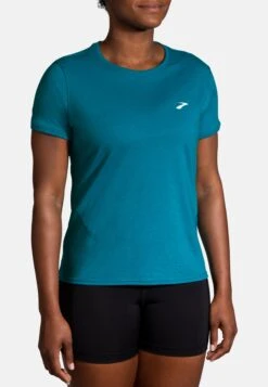 BROOKS Distance Short Sleeve- T-Shirt Print - Htr Lagoon