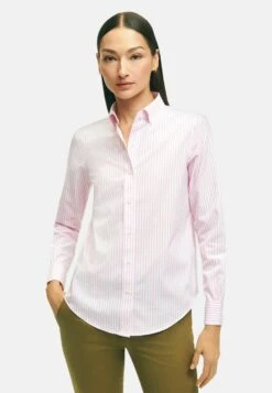 Classic-Fit Non-Iron Stretch Supima Bengal Stripe - Overhemdblouse - Pink