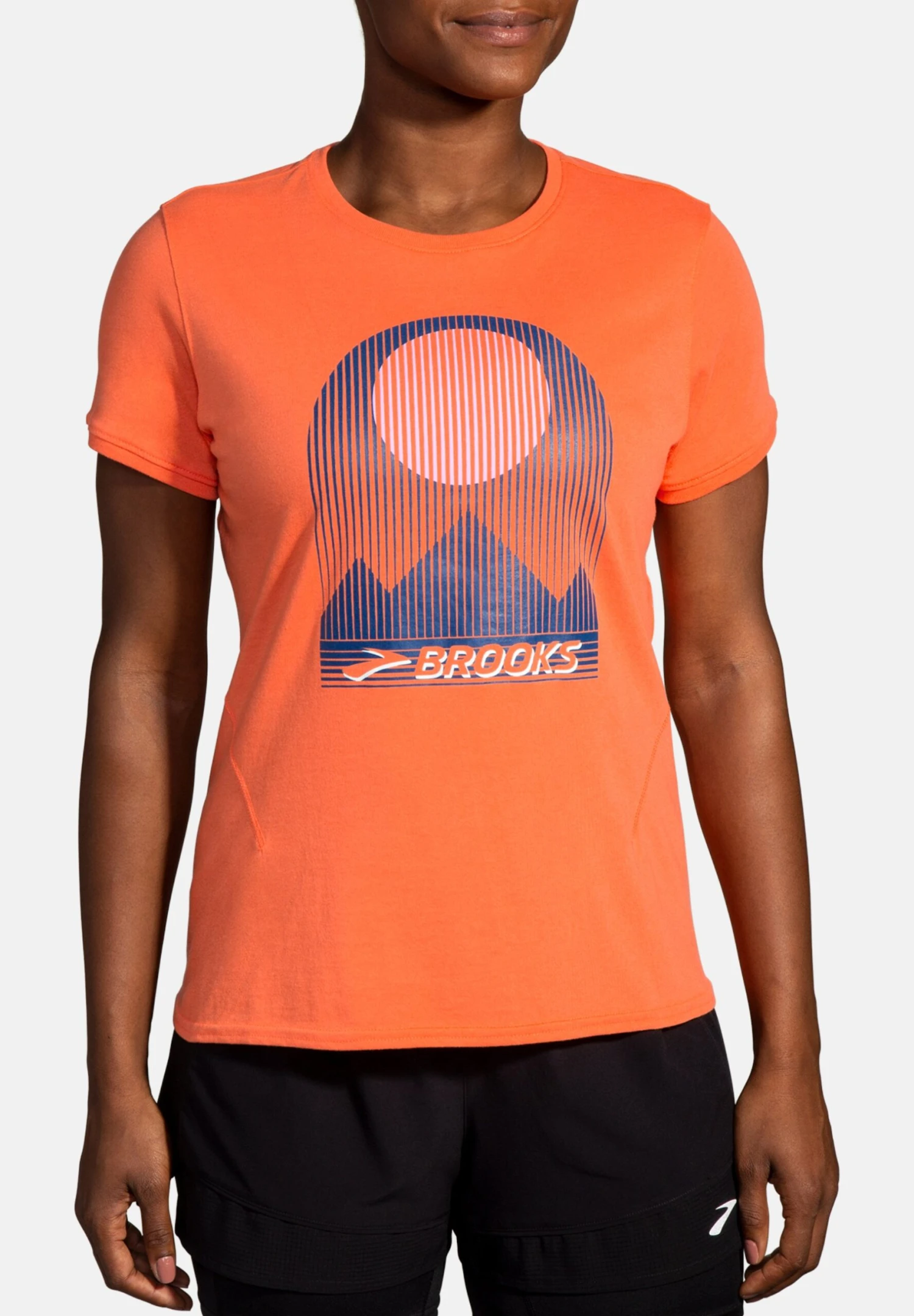 BROOKS Distance Short Sleeve- T-Shirt Print - Htr Bright Orange Eclipse 3 BROOKS Distance Short Sleeve- T-Shirt Print - Htr Bright Orange Eclipse