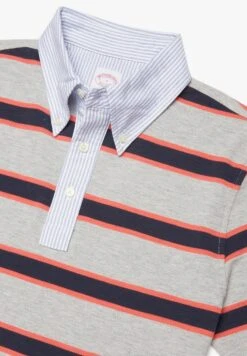 Rugby Stripe Pique - Poloshirt - Medium Grey -BrooksRunner 76b4b0c29ad9450c93124e5e0f7c550e