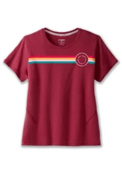 BROOKS Distance Short Sleeve- T-Shirt Print - Htr Razzmatazz Rainbow Stripe -BrooksRunner 8c9faef112464d15b9f7a71b6b91c430