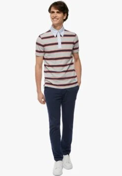 Rugby Stripe Pique - Poloshirt - Medium Grey