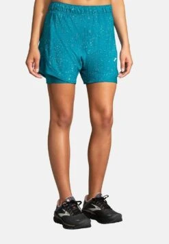 BROOKS Chaser 5" 2-In-1 Short - Korte Broeken - Lagoon Speckle Print Lagoon