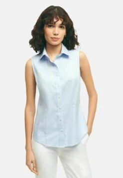 Non Iron Stretch Supima Sleeveless - Overhemdblouse - Open Blue