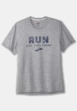 BROOKS Distance Graphic Short Sleeve - Sport T-Shirt - Heather Ash Run Light -BrooksRunner 9966a226b78a496d9294345a4201925e