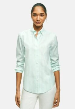 Classic-Fit Stretch SupimaBengal Stripe - Overhemdblouse - Turquoise Aqua