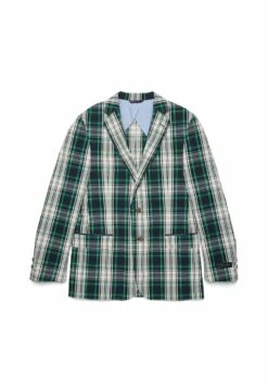 Classic-Fit Madras - Halflange Jas - Open Green -BrooksRunner b1633cc0491b4507b4f17733eff67542