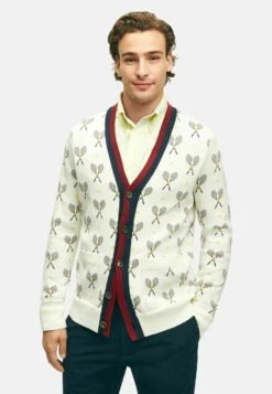 Supima Racquet Jacquard Pattern - Vest - Open White