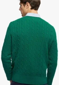Cable Crewneck - Trui - Dark Emerald Green -BrooksRunner b5e079b882c645cfa2e28ad73000ddeb