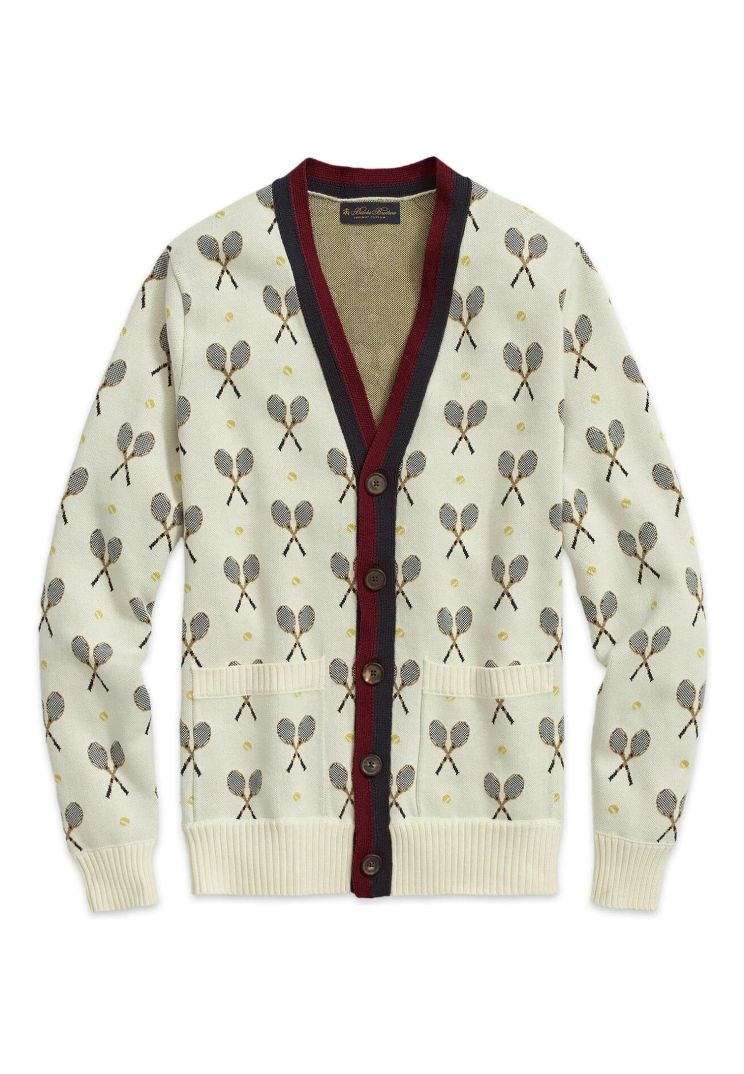 Supima Racquet Jacquard Pattern - Vest - Open White 6 Supima Racquet Jacquard Pattern - Vest - Open White - Afbeelding 4