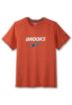 Distance Short Sleeve 2.0 - T-Shirt Print - Htr Red Clay Brooks Logo -BrooksRunner babce129a2494924972fa63d606f3066
