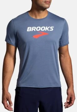 Distance Graphic Short Sleeve - T-Shirt Print - Heather Dusk Brooks Logo