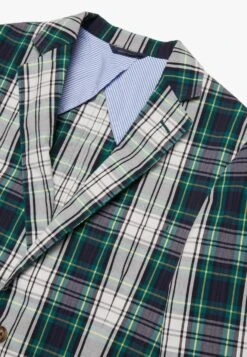 Classic-Fit Madras - Halflange Jas - Open Green -BrooksRunner cc284f56b9ab476bb43cfc3e3d20a96d