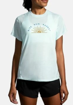 BROOKS Distance Graphic Short Sleeve - T-Shirt Print - Ice Blue Rise And Run