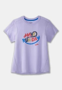 BROOKS Distance Graphic Short Sleeve - T-Shirt Print - Heather Violet Dash Run Day -BrooksRunner cdd5227dc30340f88b3f69af22a52a4e