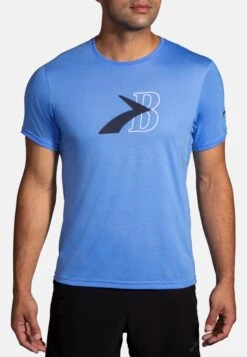 BROOKS Distance Graphic Short Sleeve - T-Shirt Print - Vivid Blue Flying B