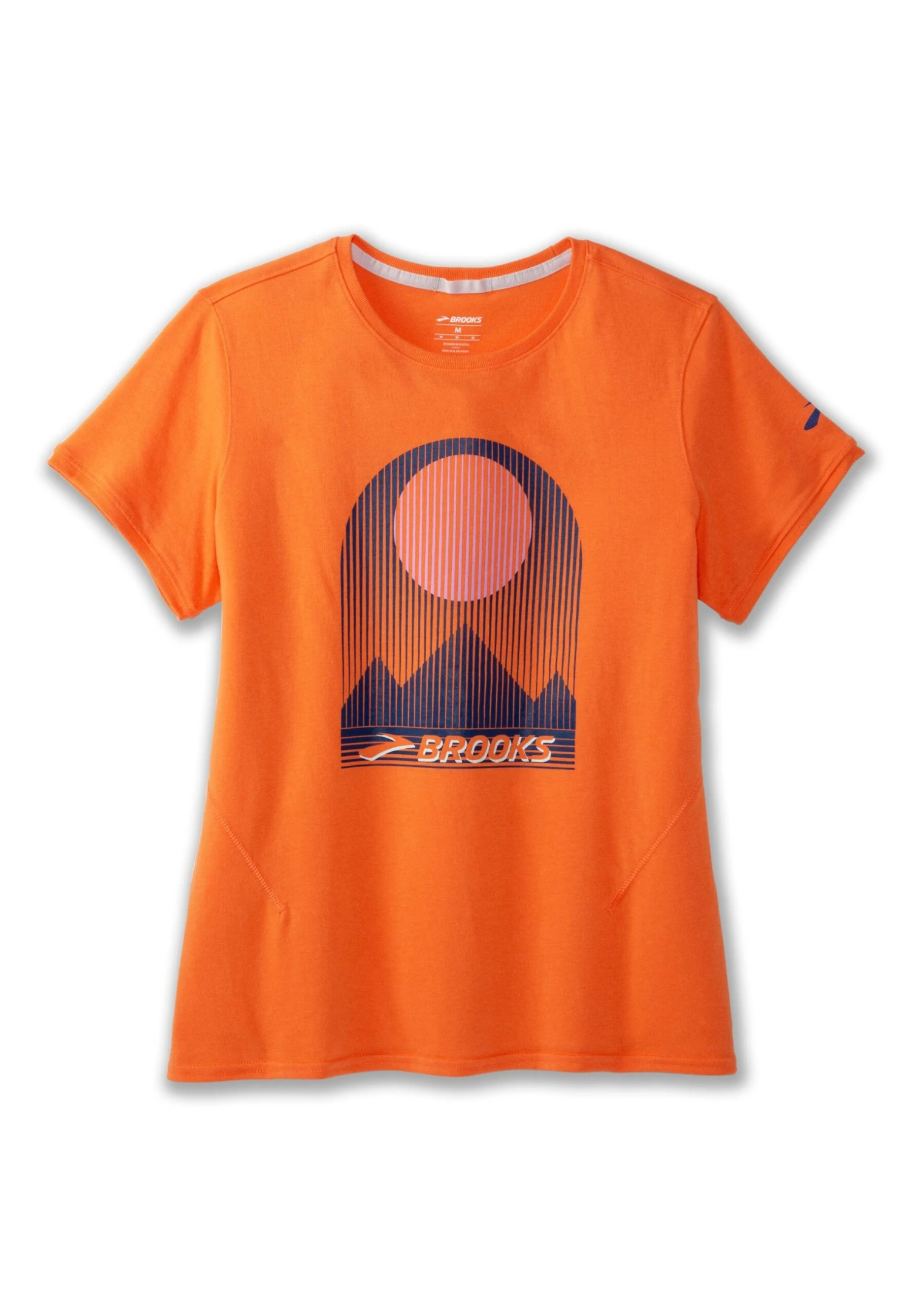 BROOKS Distance Short Sleeve- T-Shirt Print - Htr Bright Orange Eclipse 5 BROOKS Distance Short Sleeve- T-Shirt Print - Htr Bright Orange Eclipse - Afbeelding 3