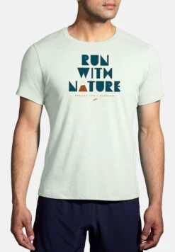 BROOKS Distance Short Sleeve 2.0 - T-Shirt Print - Mist Run With Nature