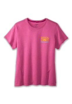 BROOKS Distance Short Sleeve- T-Shirt Print - Frosted Mauve Sunny Rh -BrooksRunner f500f35e6f9f4349850b4c7a52717901