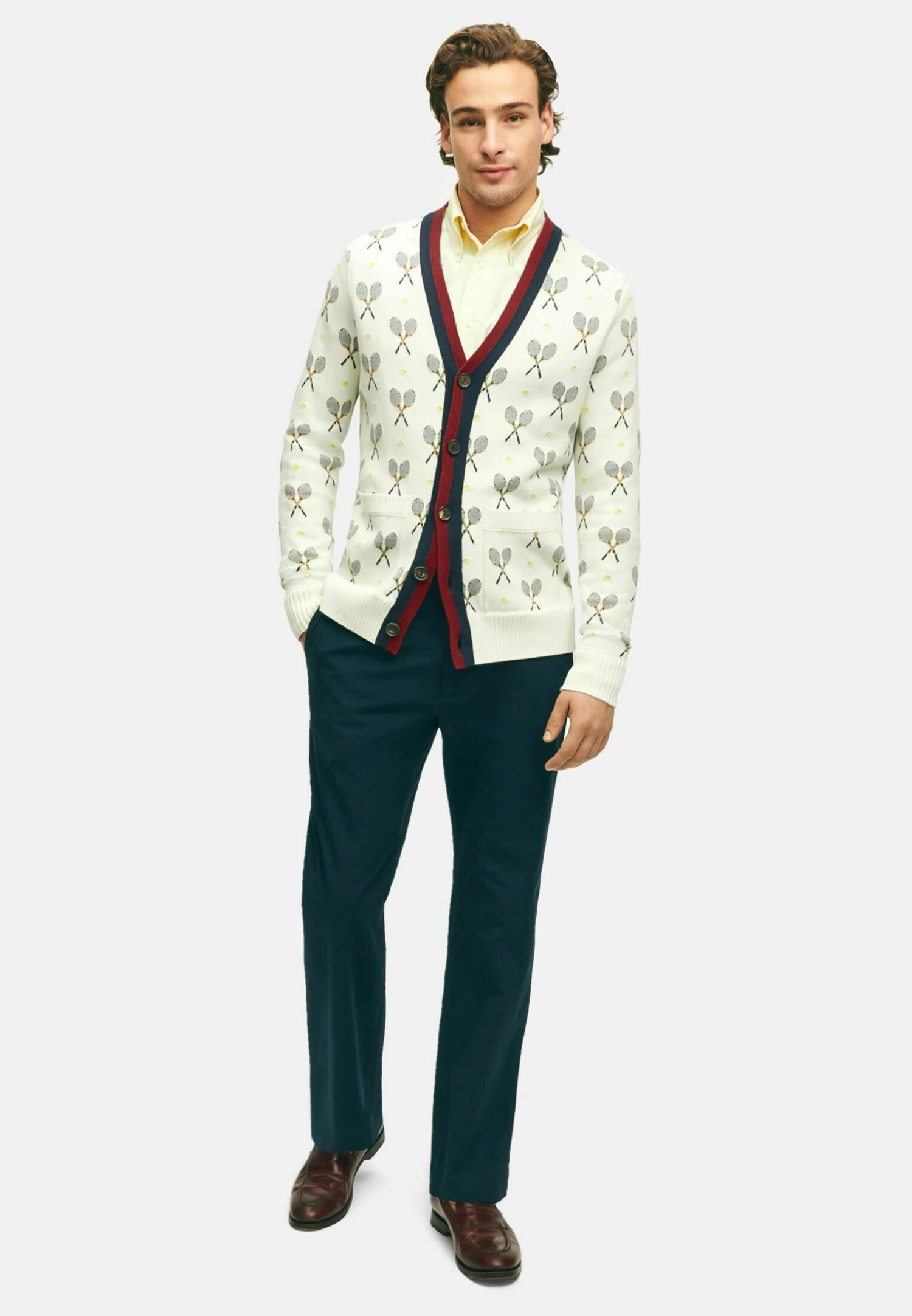 Supima Racquet Jacquard Pattern - Vest - Open White 4 Supima Racquet Jacquard Pattern - Vest - Open White - Afbeelding 2