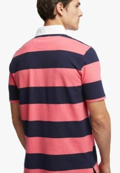 Rugby Stripe Stretch - Poloshirt - Dark Pink Navy Stripes -BrooksRunner fb591628cc2a4e30bc4d7cc403fc54b0